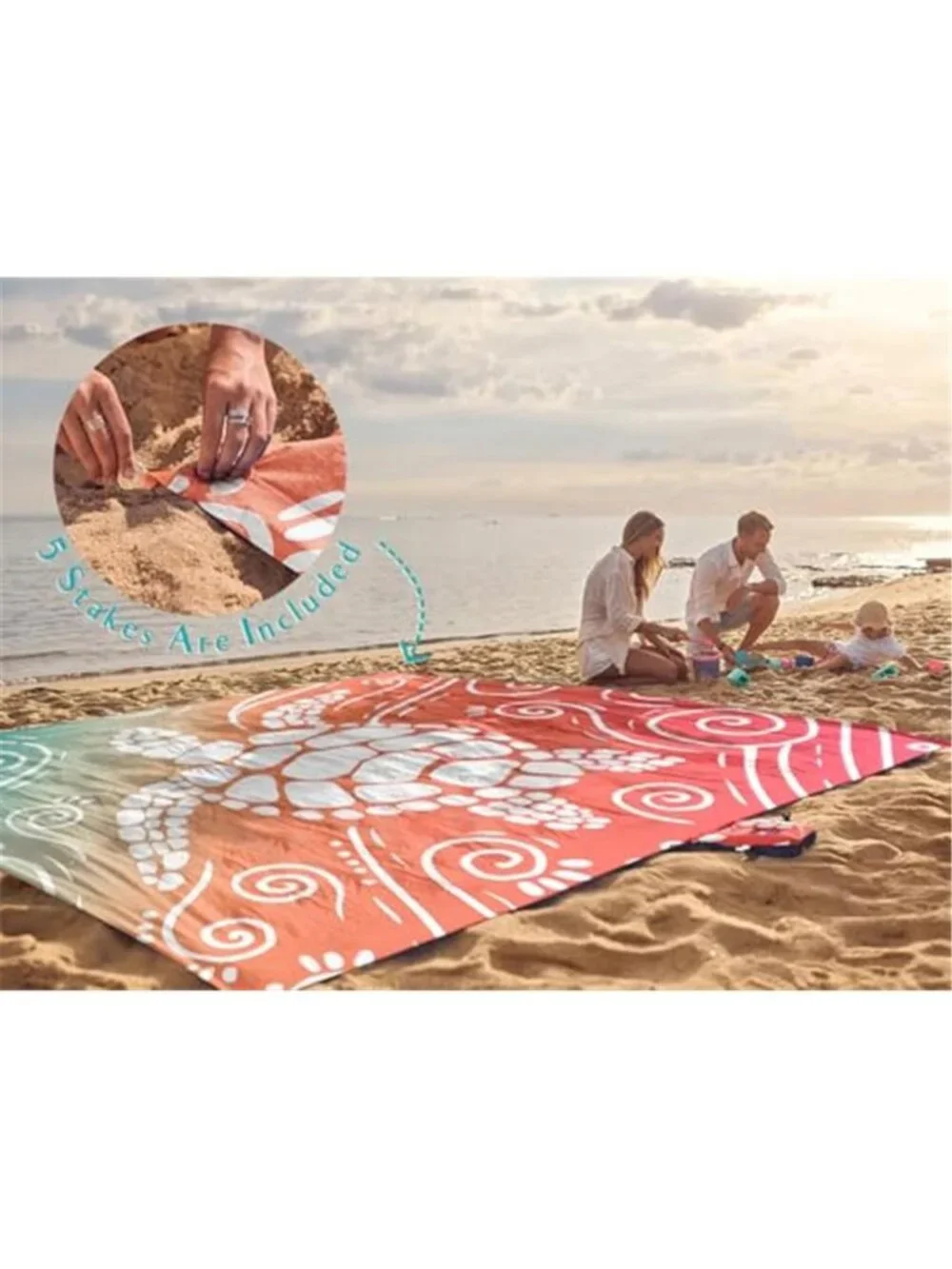 Extra Large Beach Blanket Sandproof Waterproof Picnic Camping Mat Sea Turtle